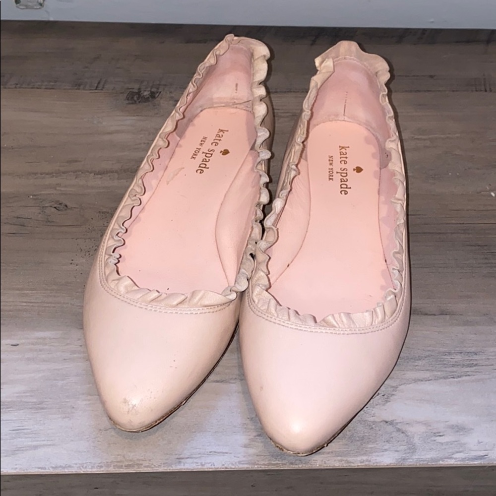 Size 6.5 Kate Spade Ballerina flats with ruffles.